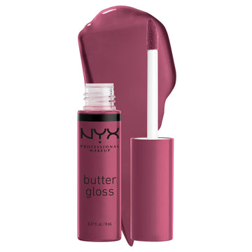 NYX Butter Gloss Cranberry Pie, brillo sedoso para labios sin pegar.