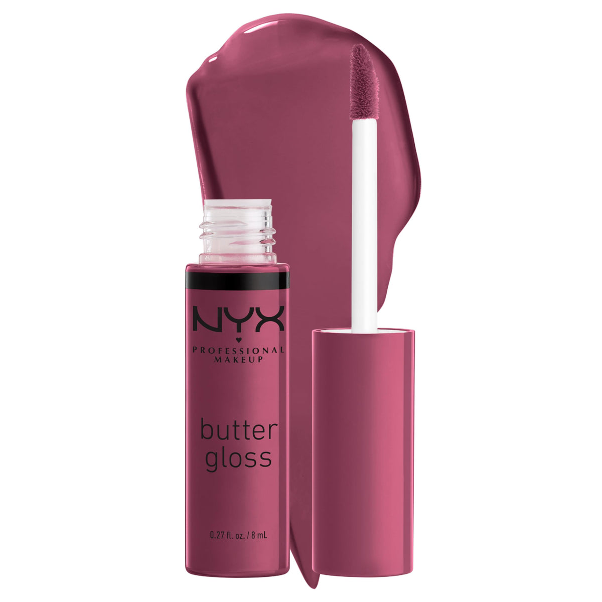 NYX Butter Gloss Cranberry Pie, brillo sedoso para labios sin pegar.