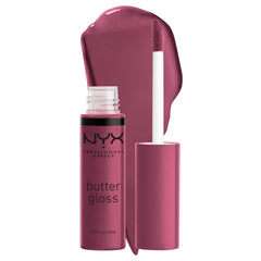 NYX Butter Gloss Cranberry Pie, brillo sedoso para labios sin pegar.