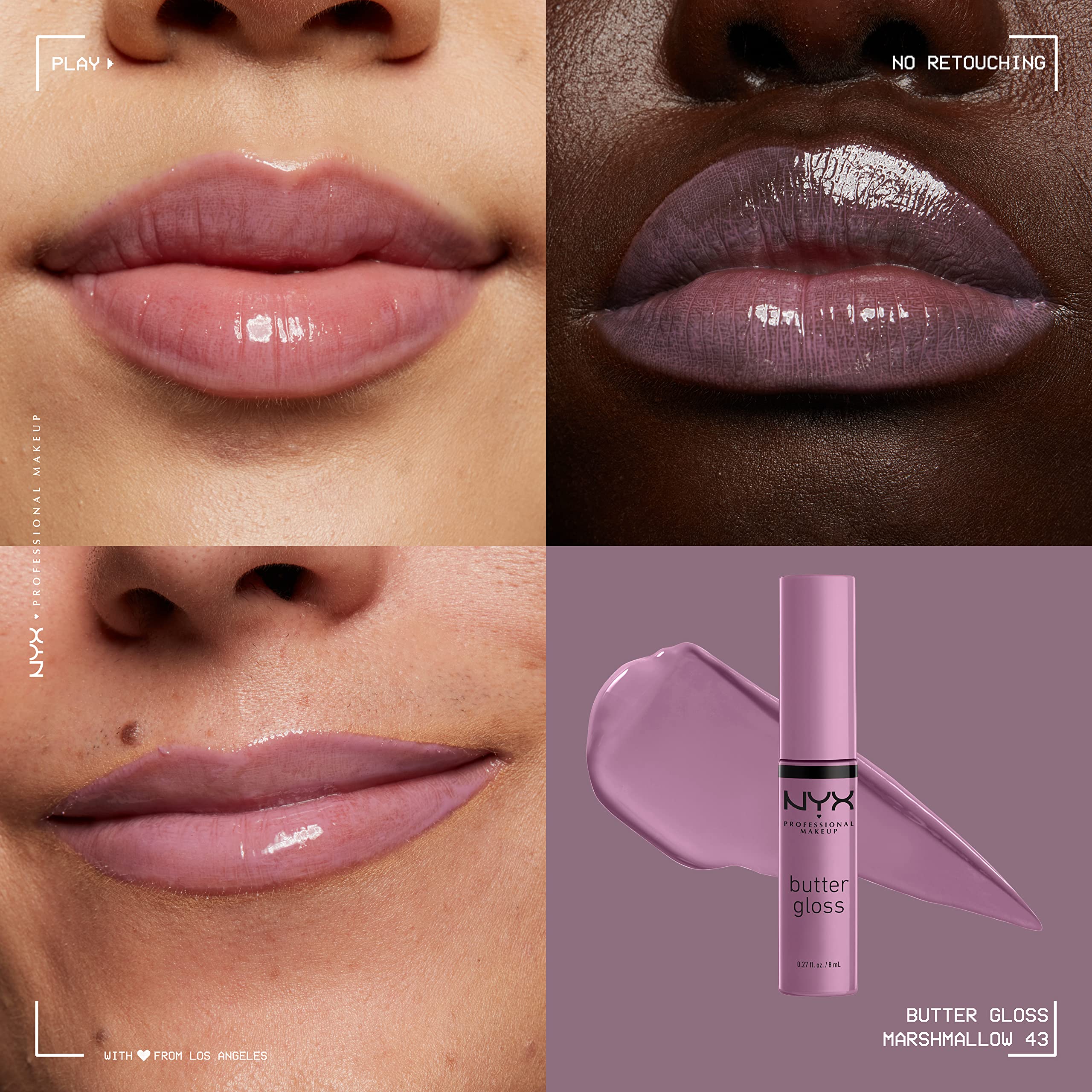NYX Butter Gloss Marshmallow aplicación suave para un aspecto brillante
