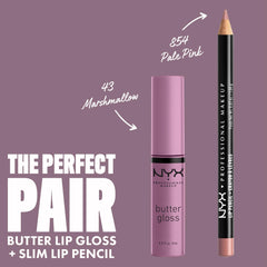 NYX Butter Gloss Marshmallow acabado suave y no pegajoso en labios