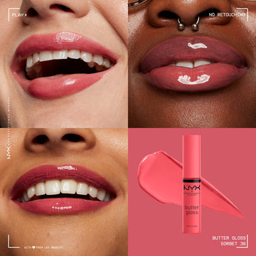 Acabado brillante del Butter Gloss Sorbet realzando el color coral