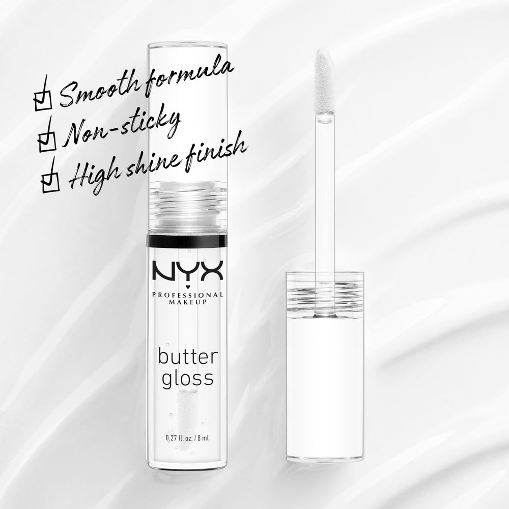 NYX Butter Gloss Sugar Glass: aplicador preciso para capa uniforme.