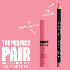 NYX Butter Gloss Vanilla Cream Pie acompaña cualquier look con acabado brillante.