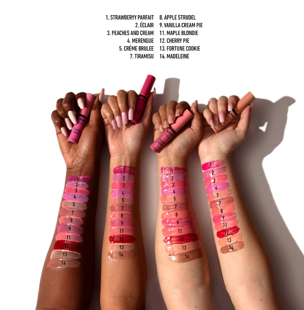 NYX Butter Gloss Vanilla Cream Pie libre de crueldad, certificado por PETA.