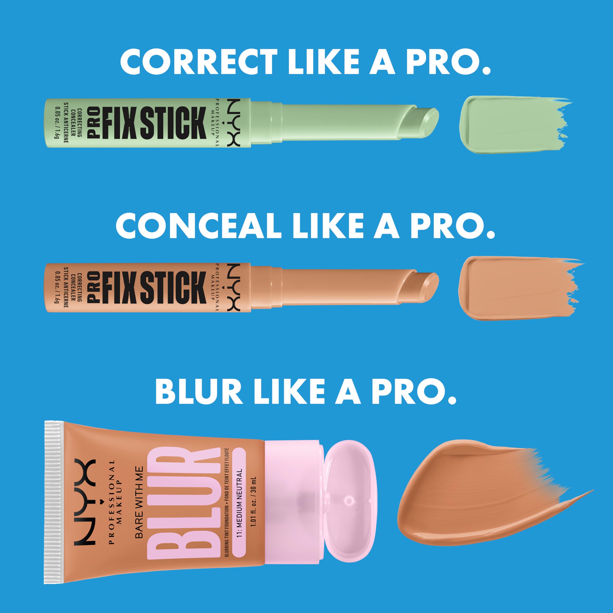 Nyx correcteur-stick Vanille : compatible avec d'autres produits NYX pour un résultat homogène.
