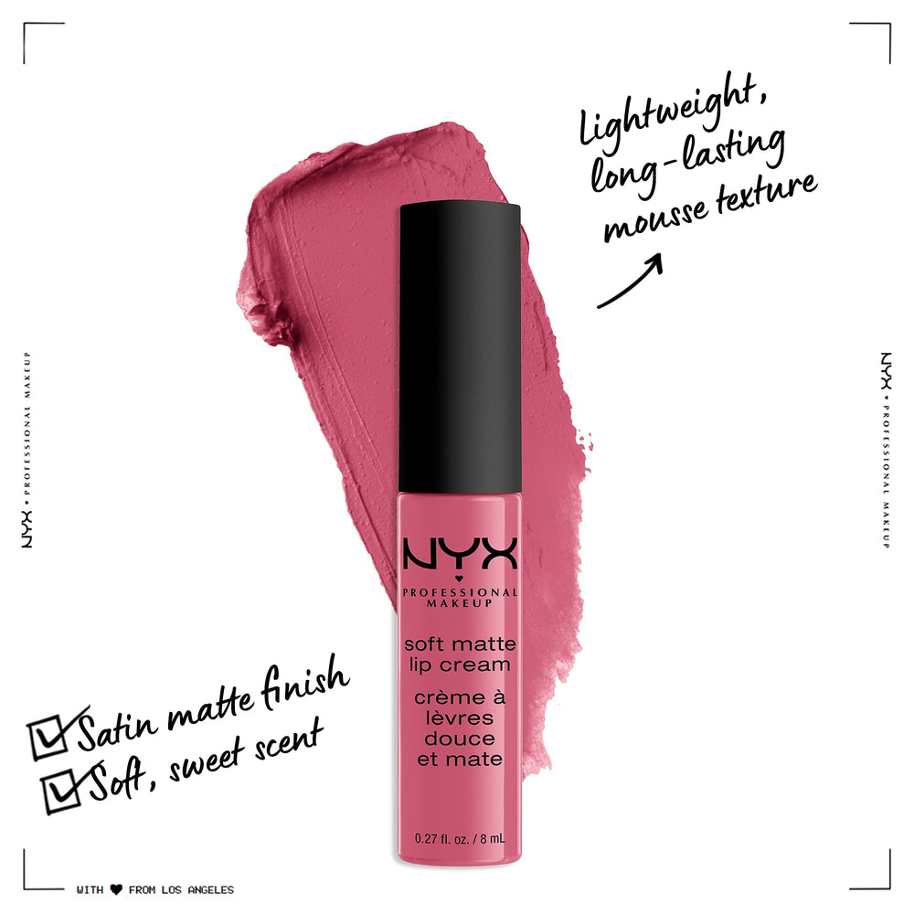 Aplicación suave de NYX Soft Matte Lip Cream Milan para color uniforme.