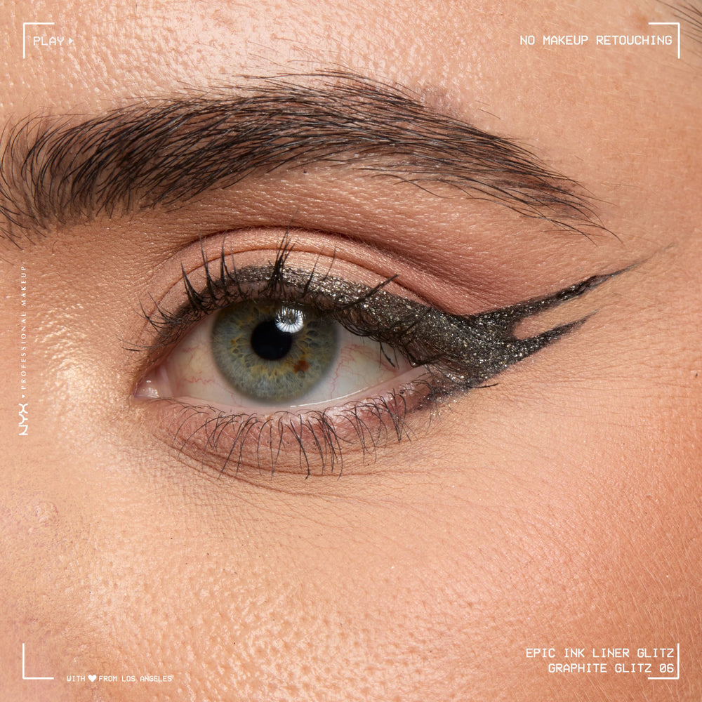NYX Epic Ink Glitz delineador Graphite Glitz, color metálico que realza la mirada con una pasada.