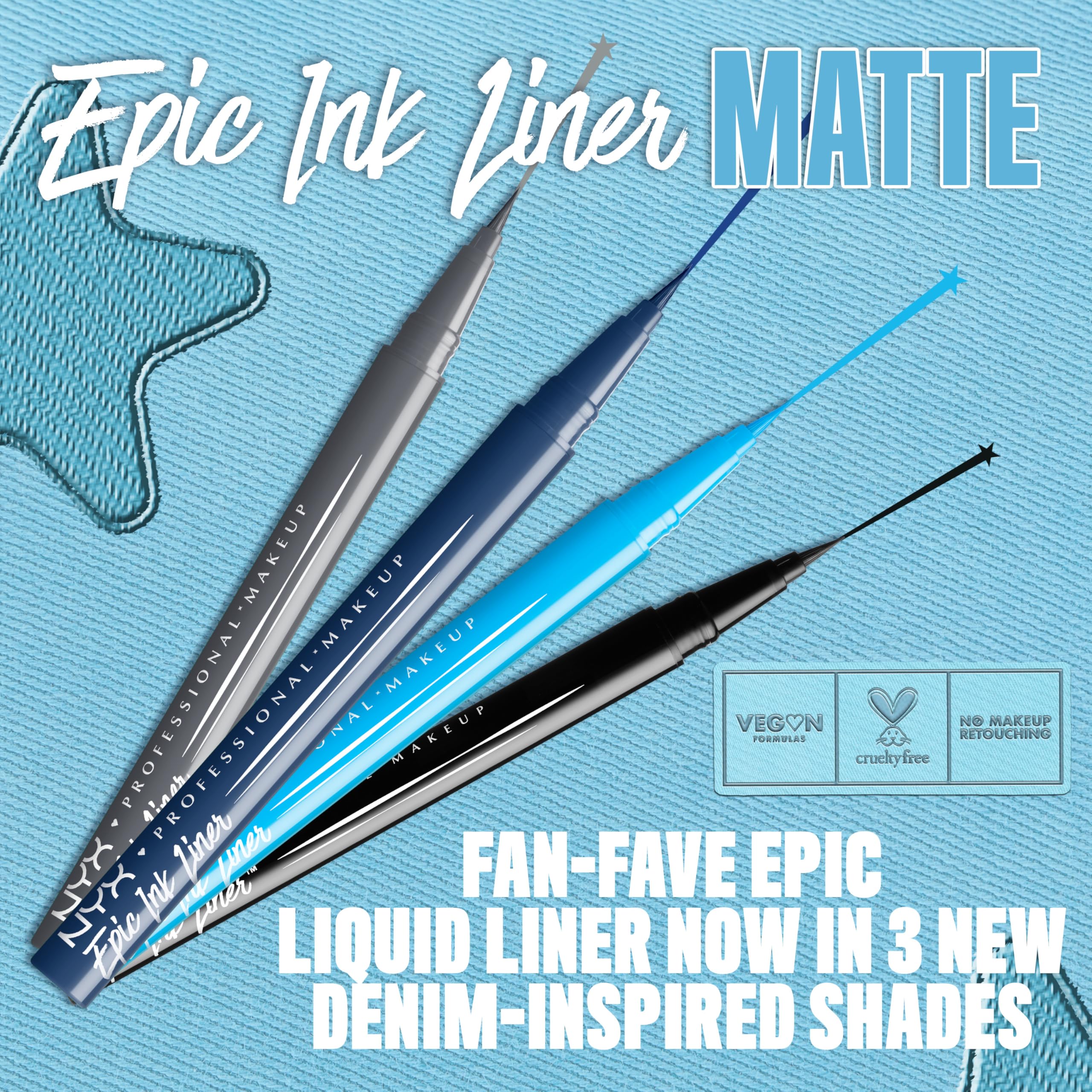 Acabado mate resistente para delineados duraderos con NYX Epic Ink Liner.
