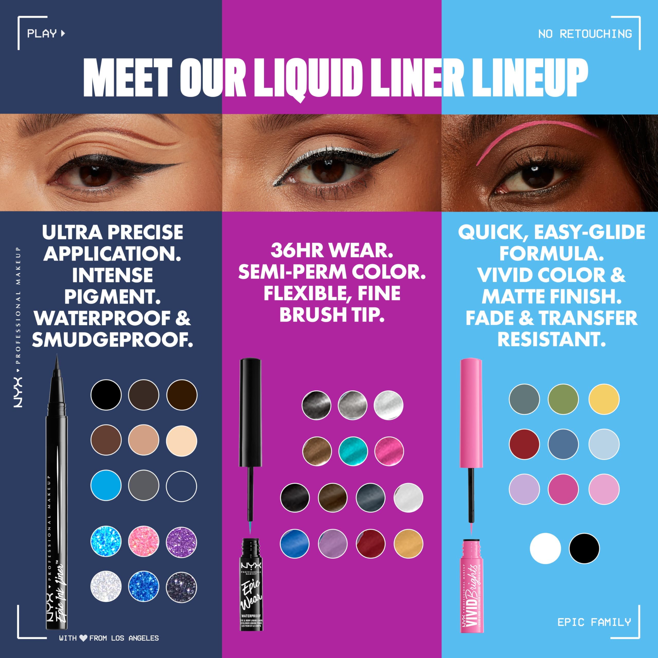Envase ergonómico de NYX Epic Ink Liner para manejo cómodo.
