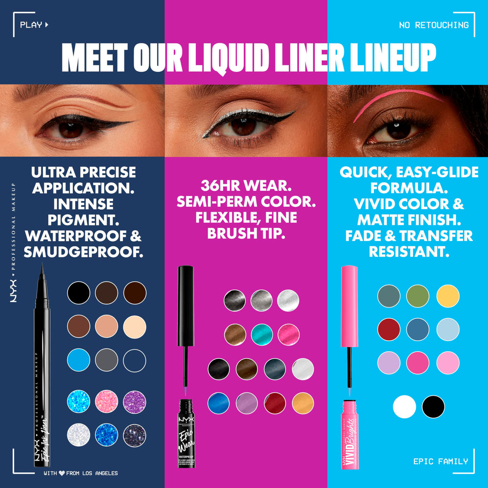 Envase ergonómico de NYX Epic Ink Liner para manejo cómodo.