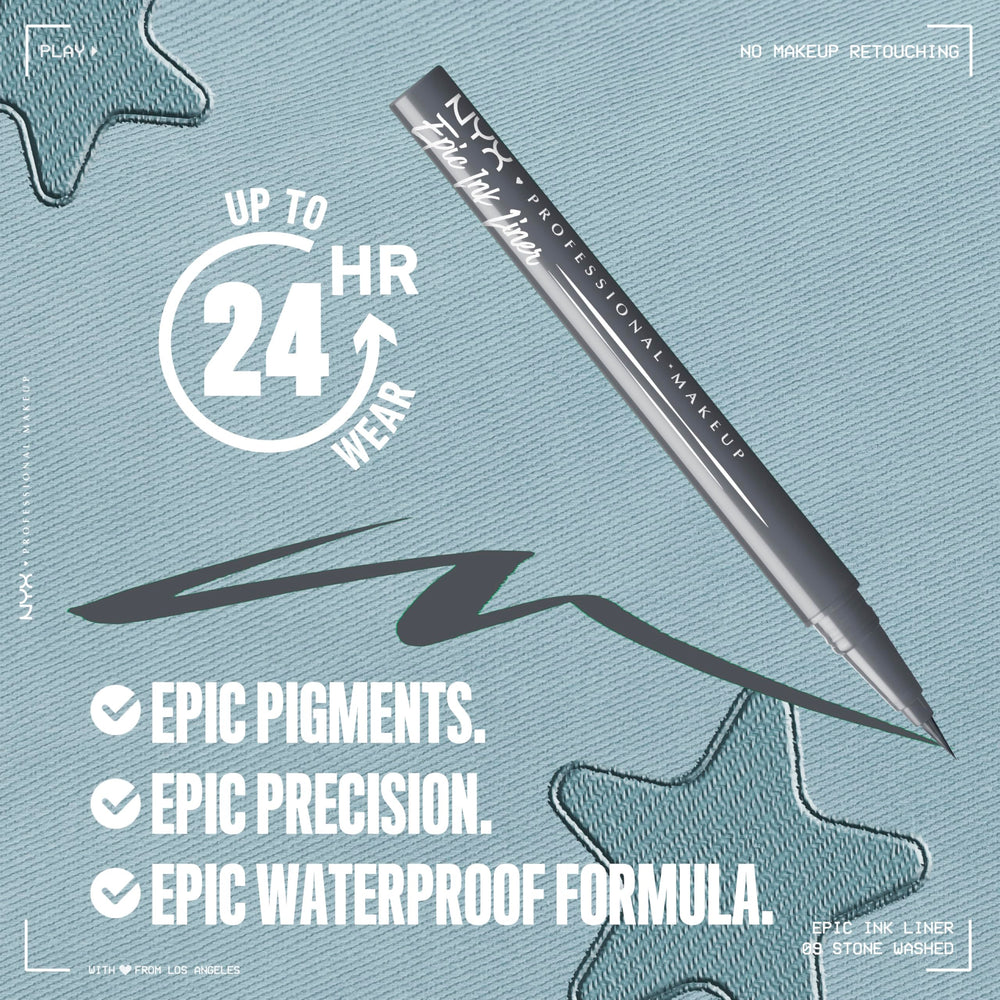 Muestra de pigmentos intensos de NYX Epic Ink Liner para color profundo.
