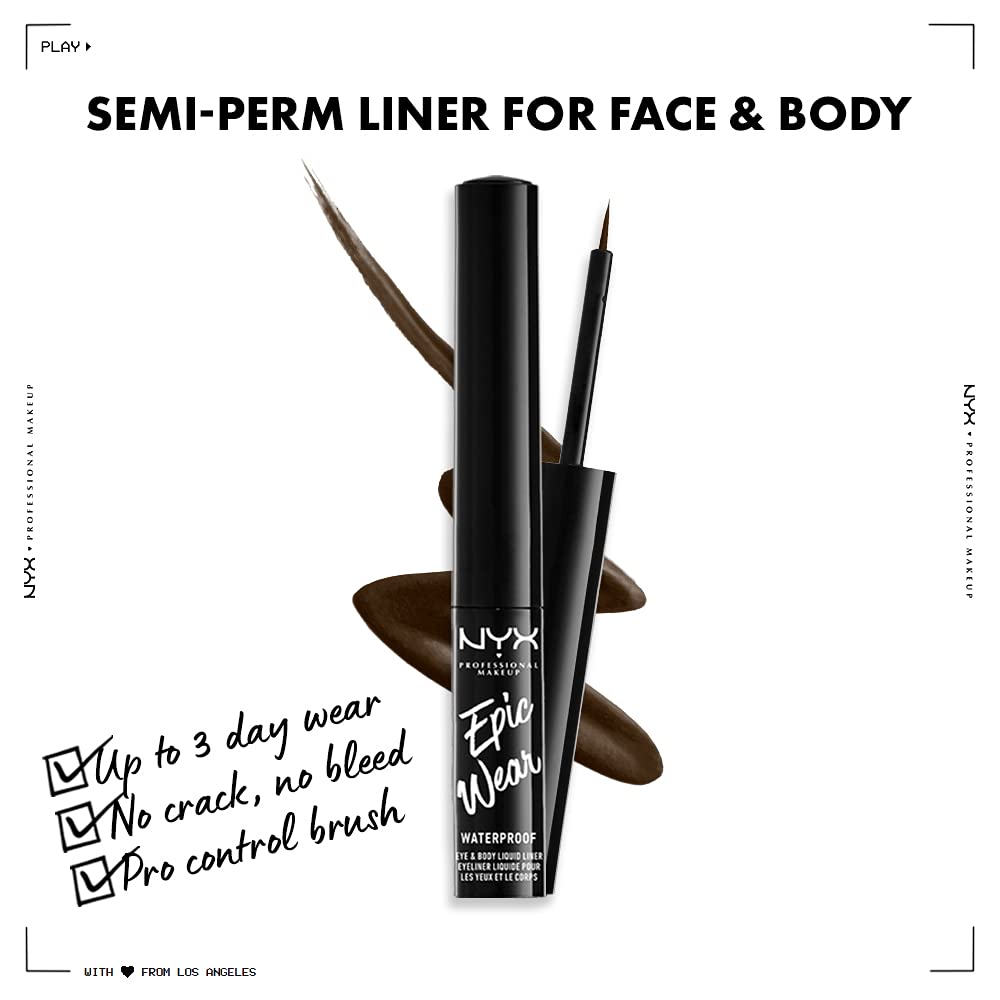NYX Epic Wear Liquid Liner fórmula resistente al agua para uso prolongado.