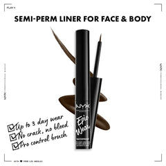 NYX Epic Wear Liquid Liner fórmula resistente al agua para uso prolongado.