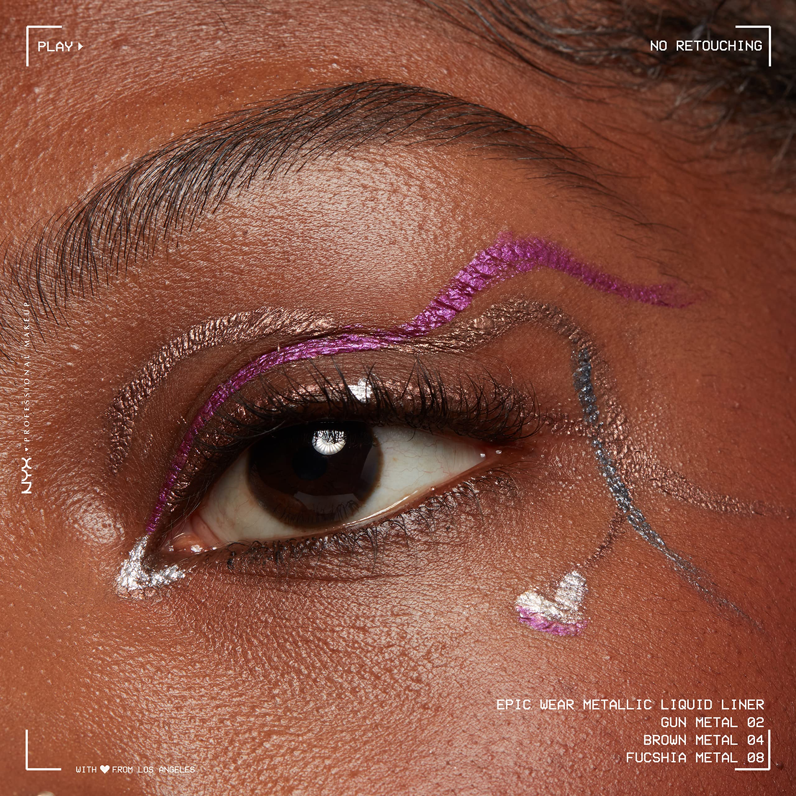 Delineador NYX Epic Wear metalico liquido para diseños faciales.