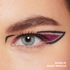 Nyx Epic Wear Metallic Liquid Liner swatches on hand show bold pigment