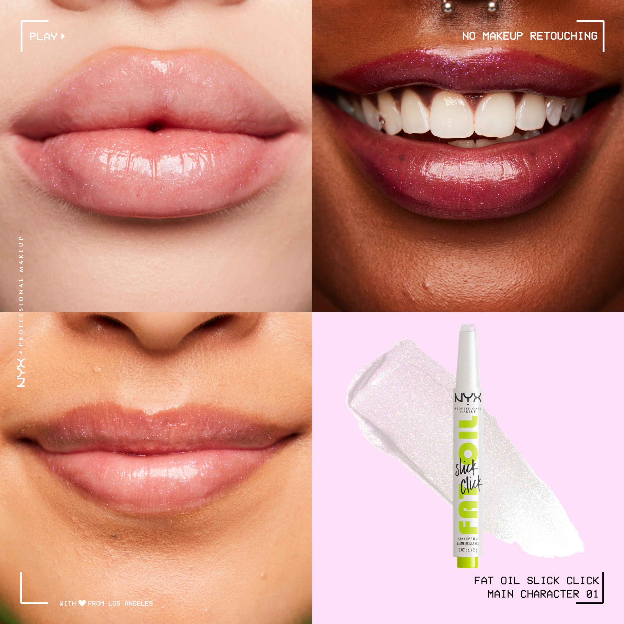 NYX Fat Oil Slick Click, aplicación labial fácil para color ligero y cómodo.