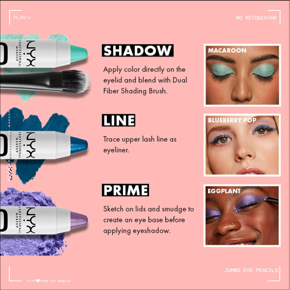 NYX Jumbo Eye Pencil Negro Bean acabados mate y metalizados