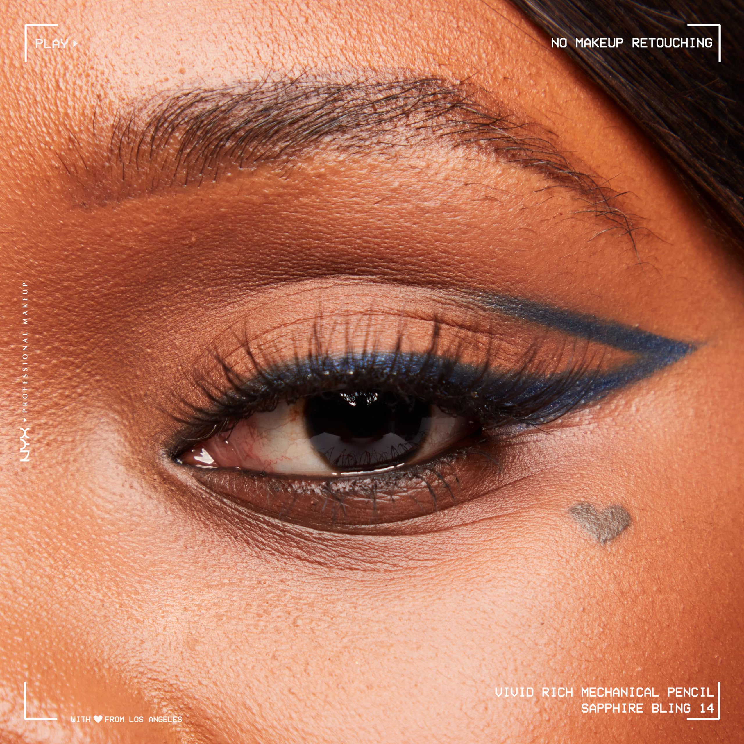 NYX Lápiz Ojos Mecánico Zafiro Brillo: ala externa definida para look audaz