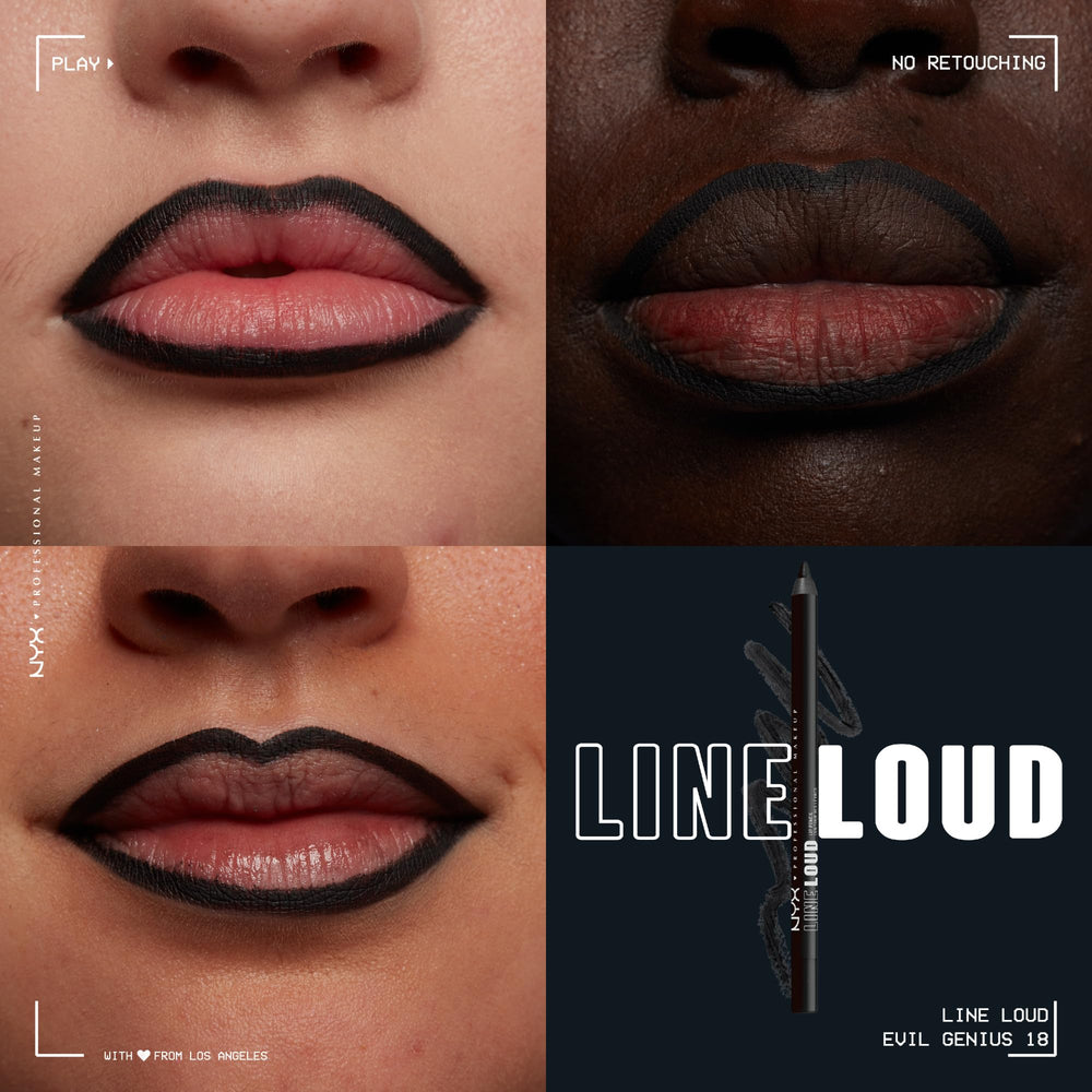Aplicación suave del delineador Line Loud para labios sin tirón en negro Evil Genius.