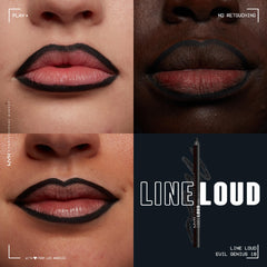 Aplicación suave del delineador Line Loud para labios sin tirón en negro Evil Genius.
