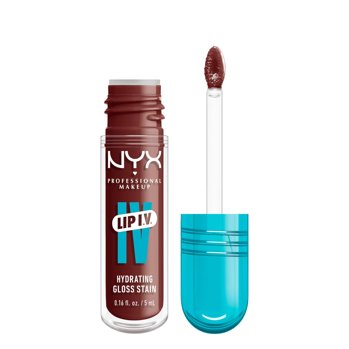 NYX Lip IV Mocha Me Wet brillo labial hidratante con color marrón natural.