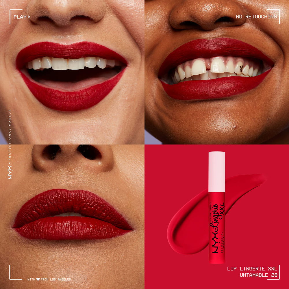 NYX Lip Lingerie XXL Matte Untamable aplicación en centro de labio para tono definido