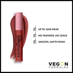 NYX Lip Lingerie XXL Matte: textura ligera para color que perdura sin transferencia.