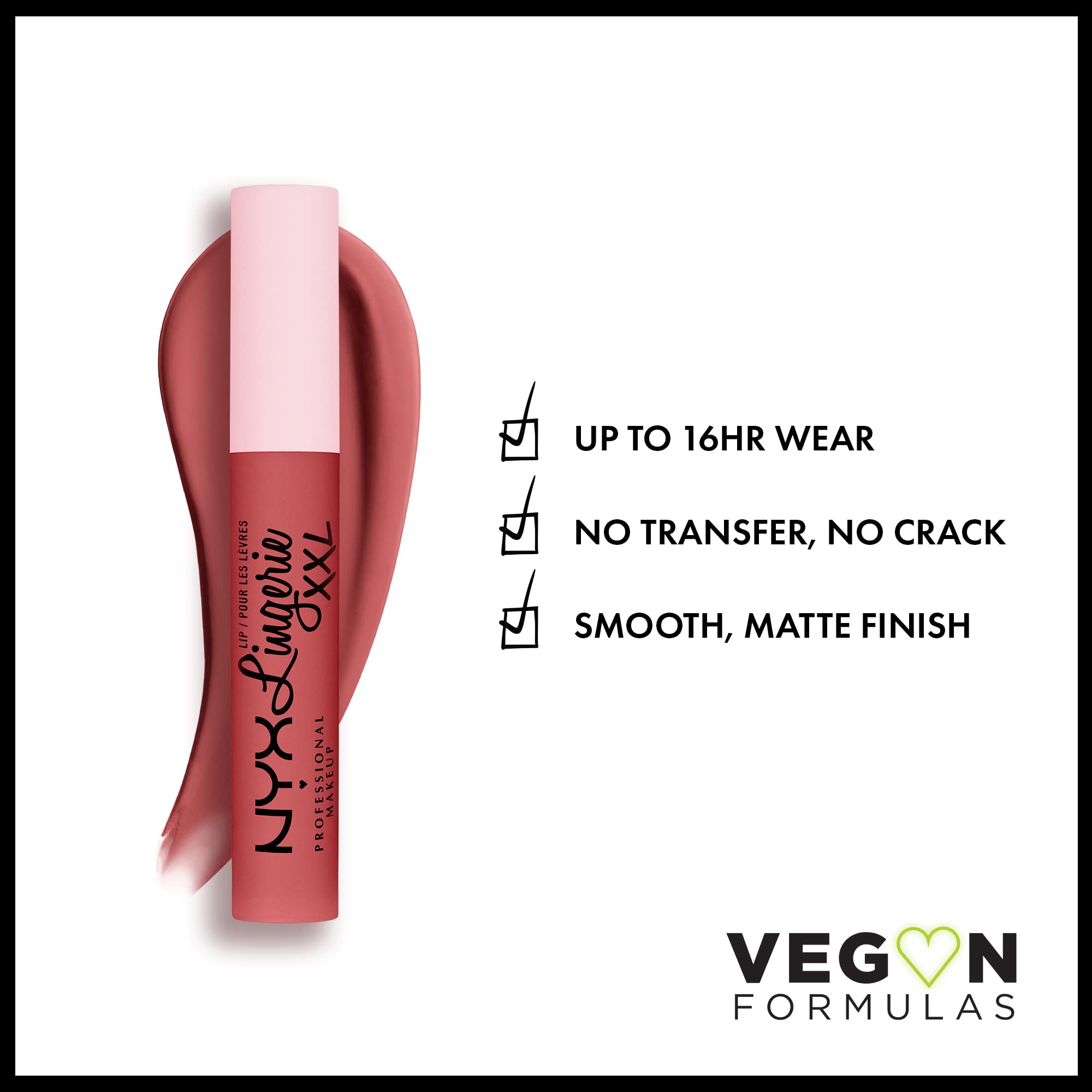 Aplicador preciso de NYX Lip Lingerie XXL Matte Peach Pink para trazos uniformes.