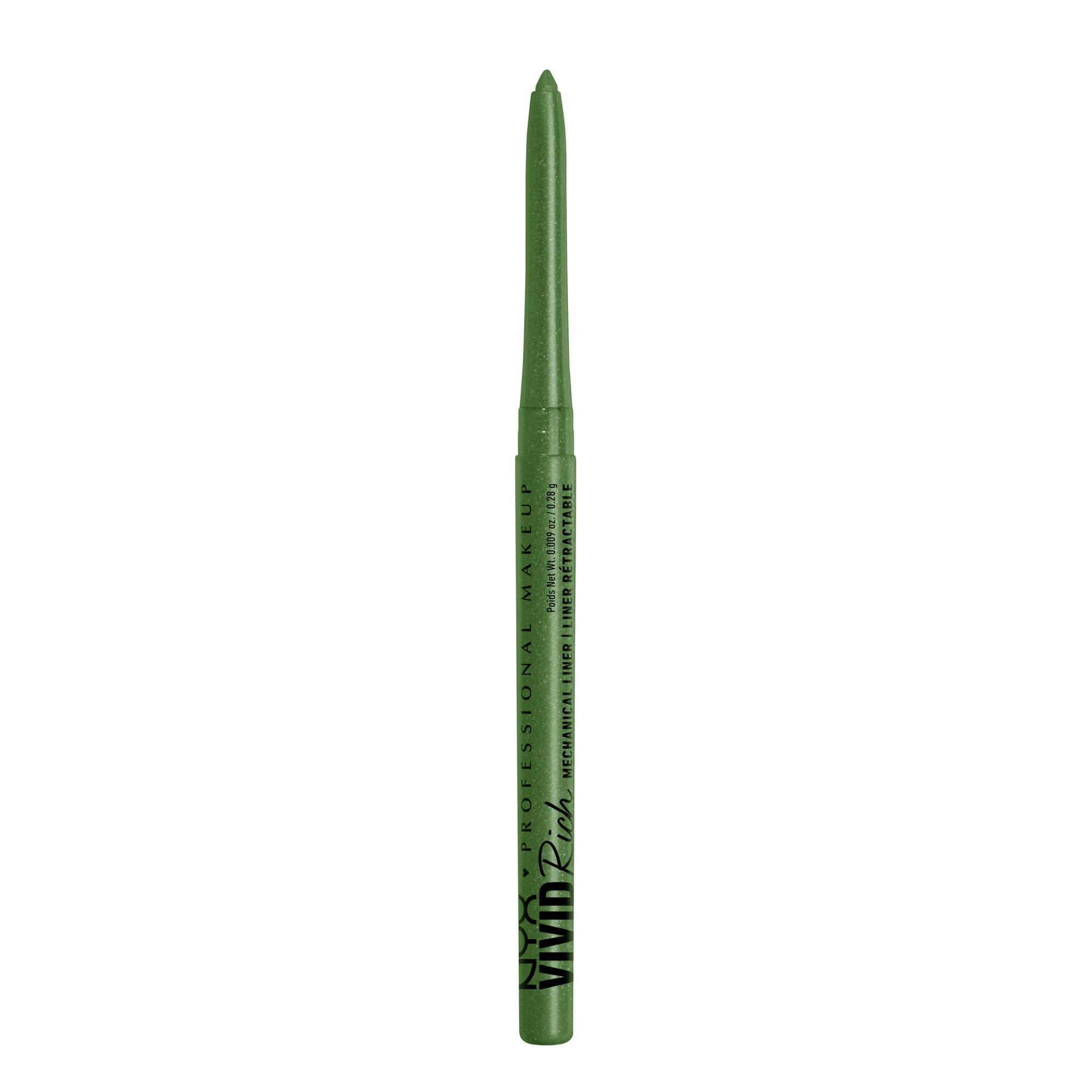 Delineador mecánico NYX, verde jade, para un look intenso de ojos.