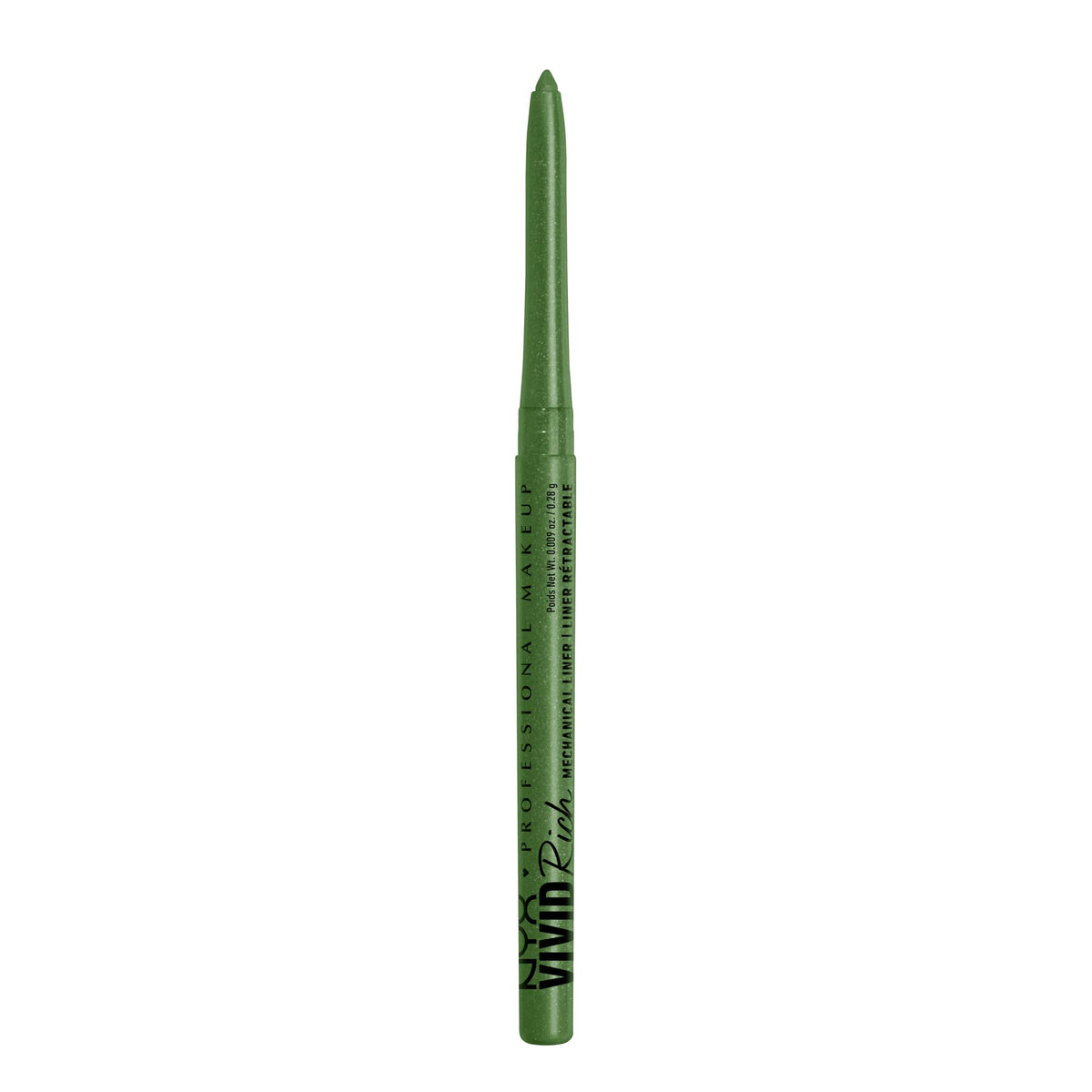 Delineador mecánico NYX, verde jade, para un look intenso de ojos.