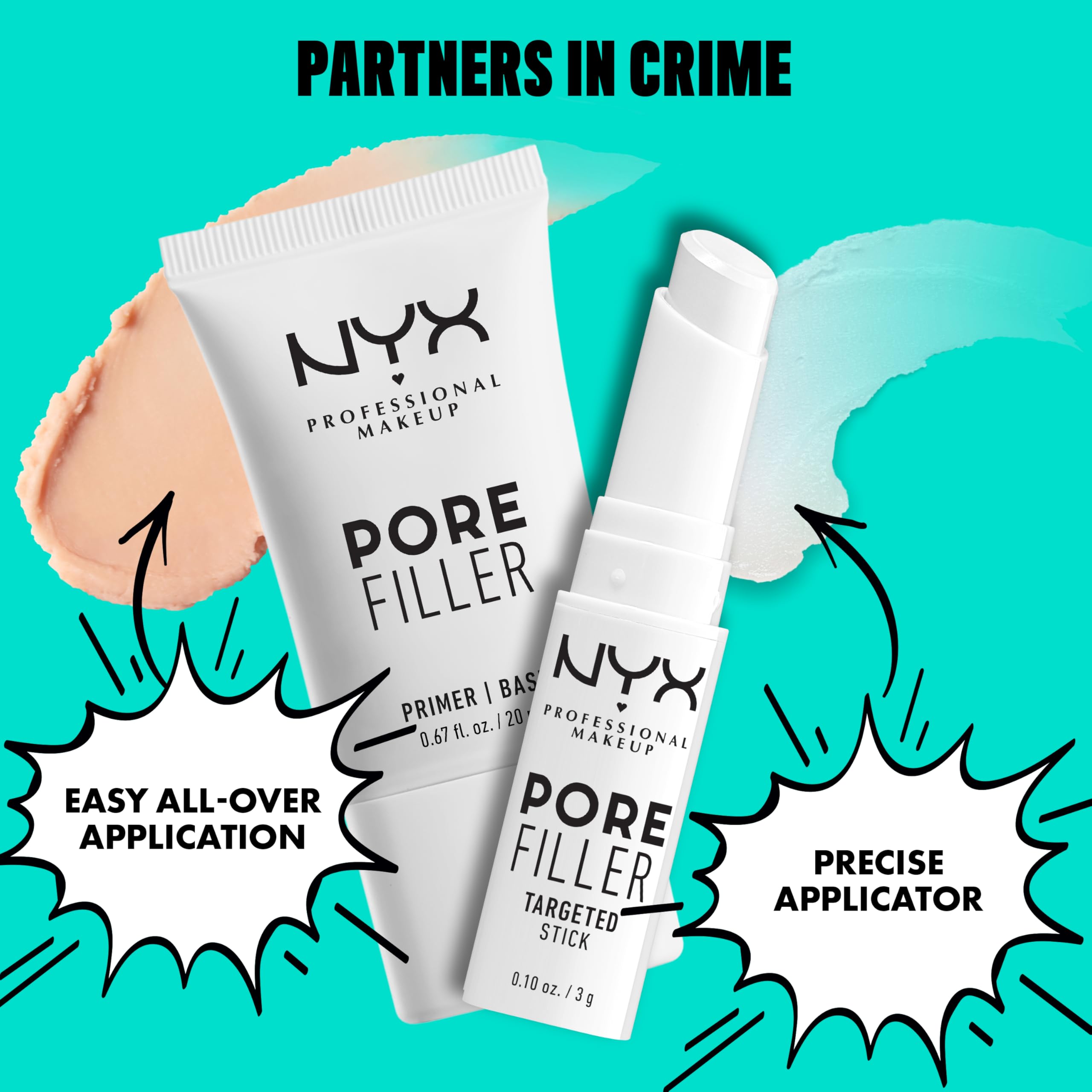 Aplicación precisa bajo o encima del maquillaje con NYX Pore Filler.