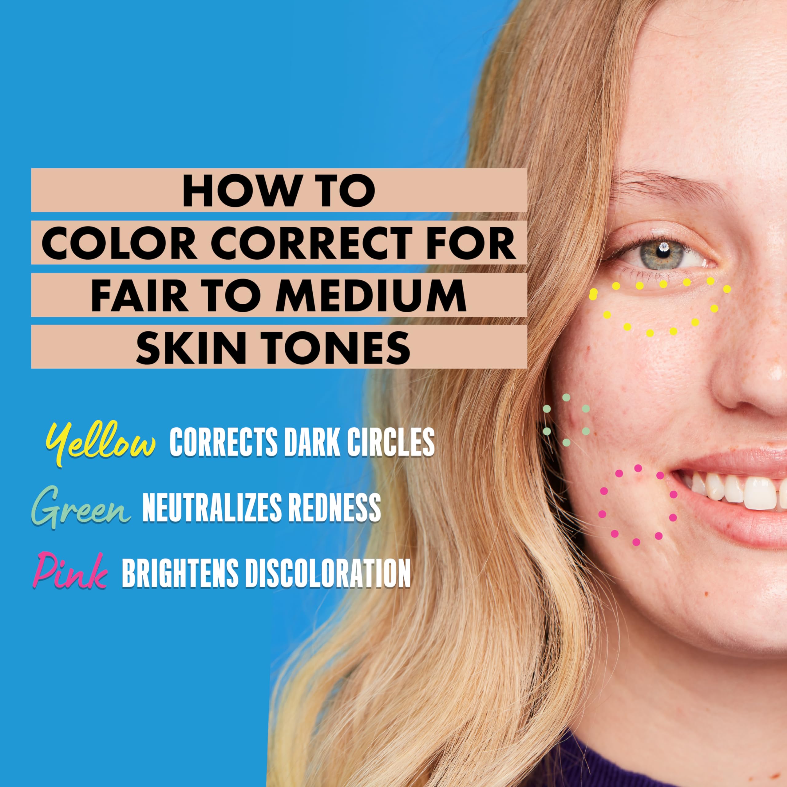 Muestras de color para comparar tonos y seleccionar la corrección adecuada.