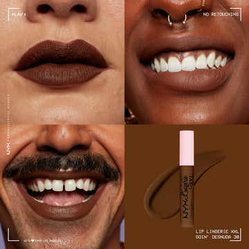 Acabado mate duradero que mantiene la definición de los labios.