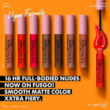 Aplicación suave del labial NYX para centro de labios definido.