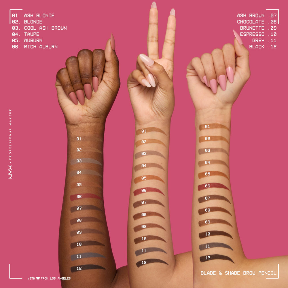 NYX Blade & Shade Brow Pencil, duración prolongada para uso diario