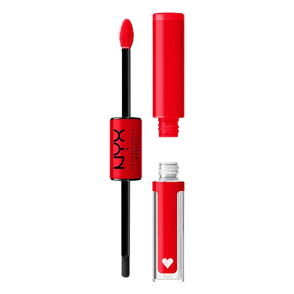 NYX Shine Loud base de labial en Rebel En Rojo para color intenso y duración.