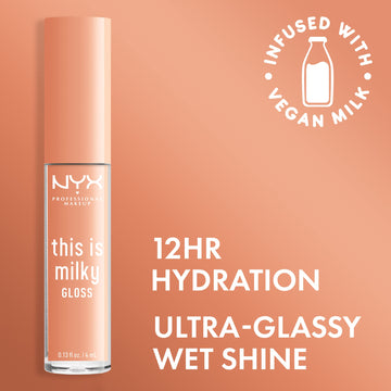 NYX PROFESSIONAL MAKEUP This Is Milky Gloss brillo labial translúcido para un acabado brillante y ligero