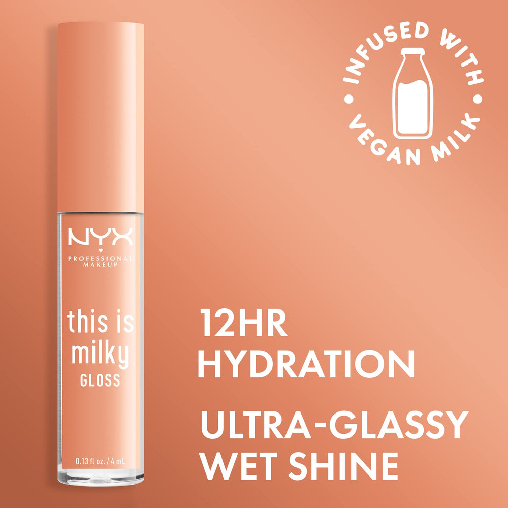 NYX PROFESSIONAL MAKEUP This Is Milky Gloss brillo labial translúcido para un acabado brillante y ligero