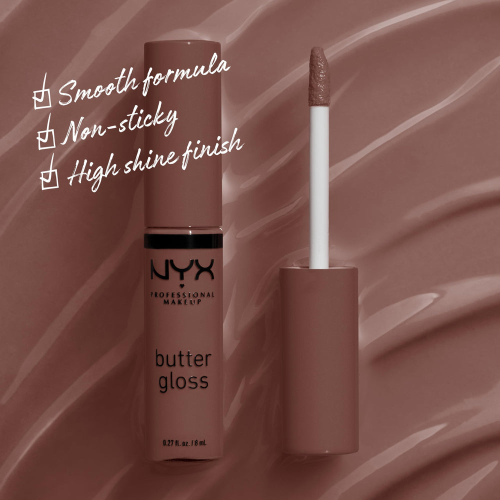 NYX PROFESSIONAL MAKEUP Brillo mantequilla Ginger Snap, muestra en labios para tono suave.