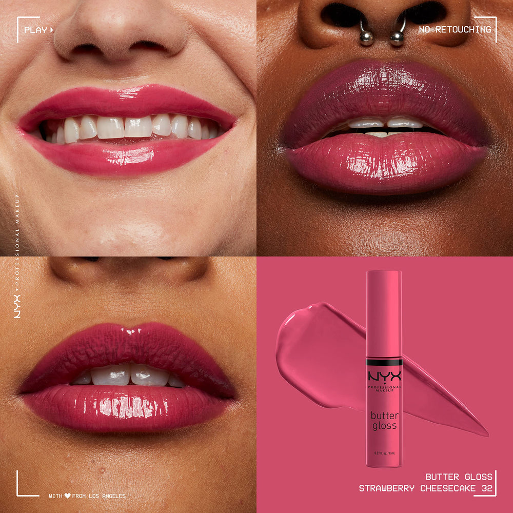 Butter Gloss Strawberry Cheesecake de NYX, aplicación suave para acabado uniforme
