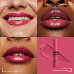 Butter Gloss Strawberry Cheesecake de NYX, aplicación suave para acabado uniforme