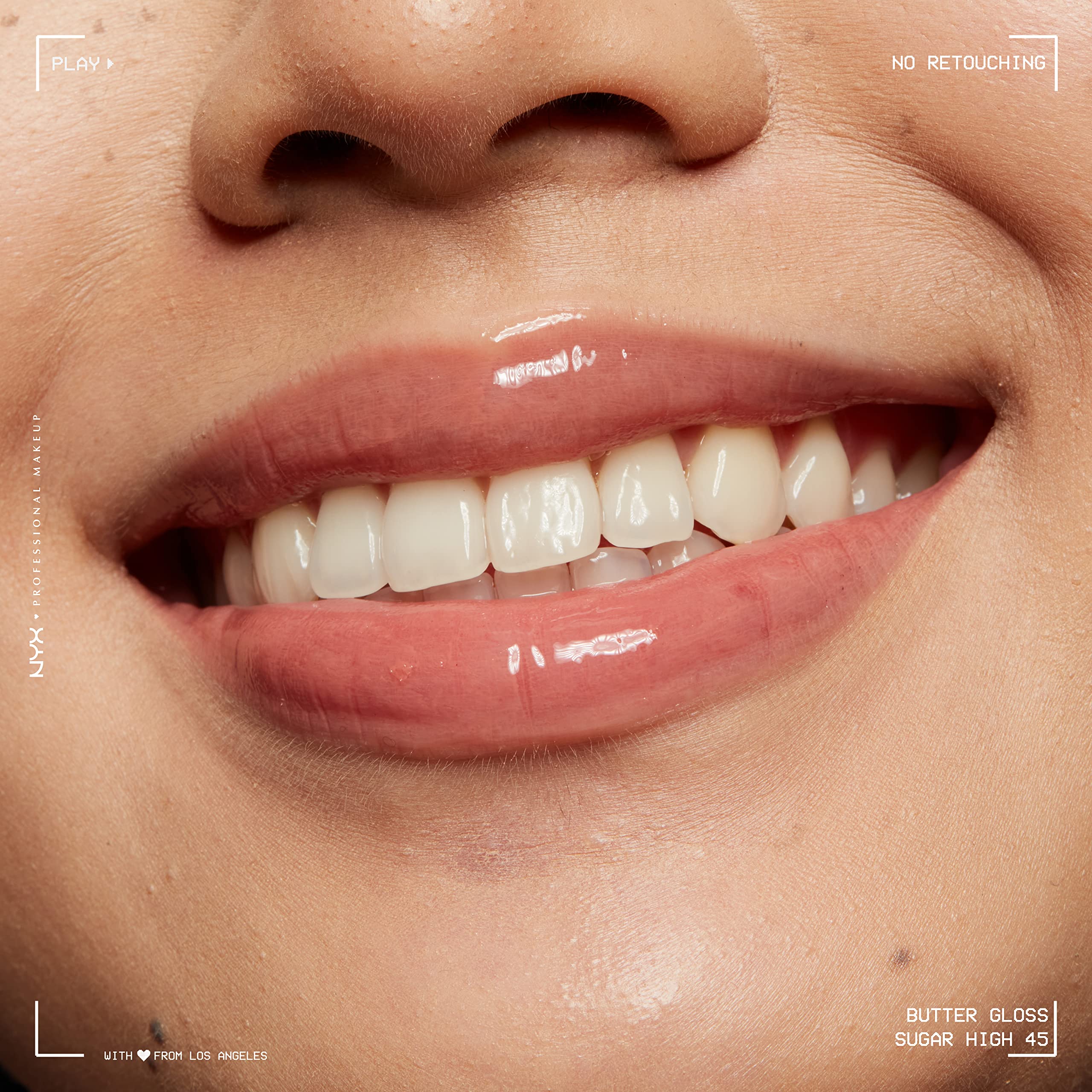 Envase práctico de NYX Butter Gloss Brown Sugar para retoques rápidos.