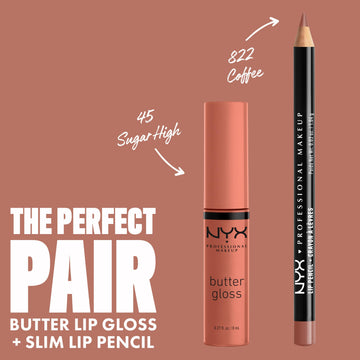NYX Butter Gloss Brown Sugar, look completo para complementar un labial.