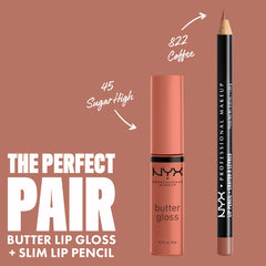 NYX Butter Gloss Brown Sugar, look completo para complementar un labial.