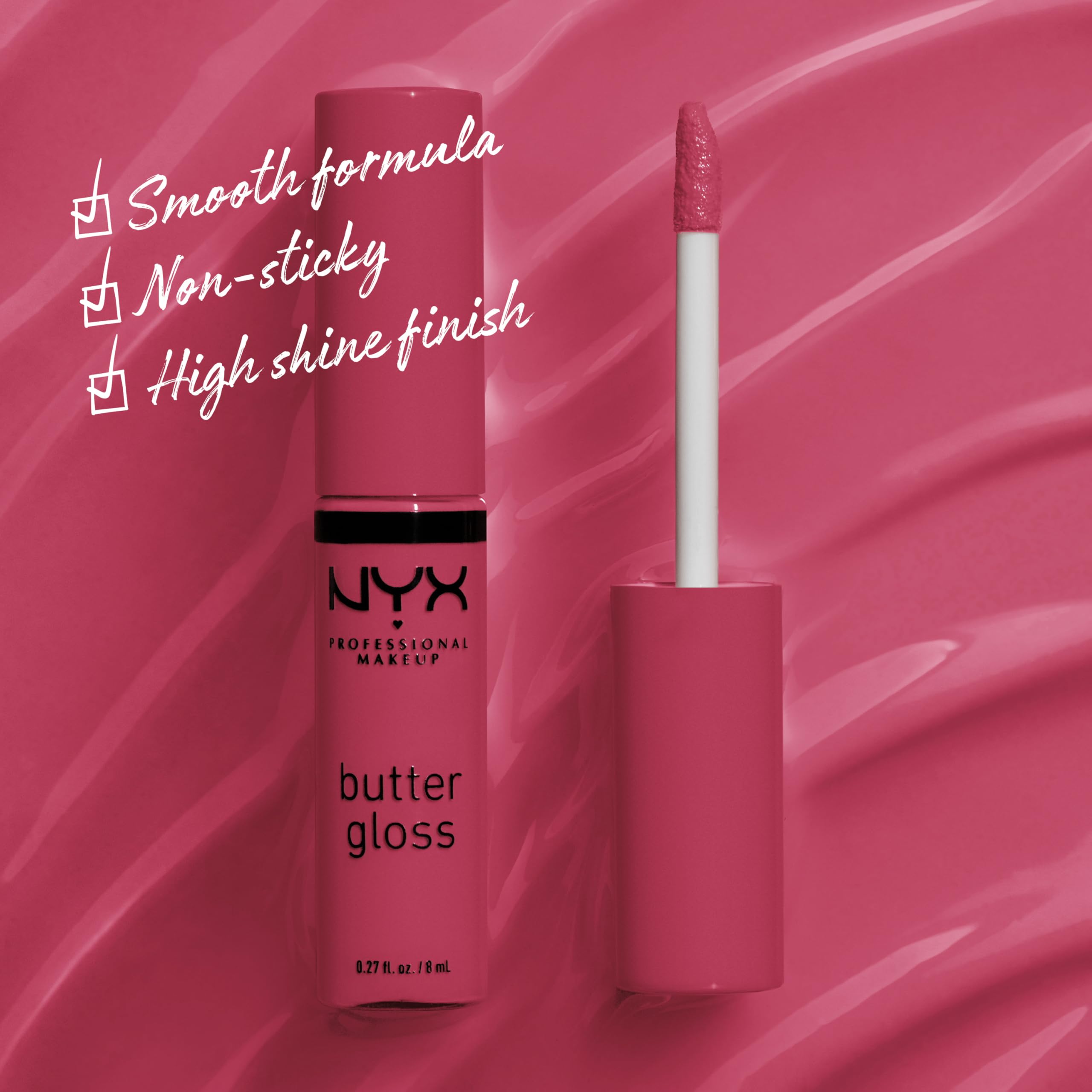 Butter Gloss Strawberry Cheesecake de NYX, textura seda para labios suaves