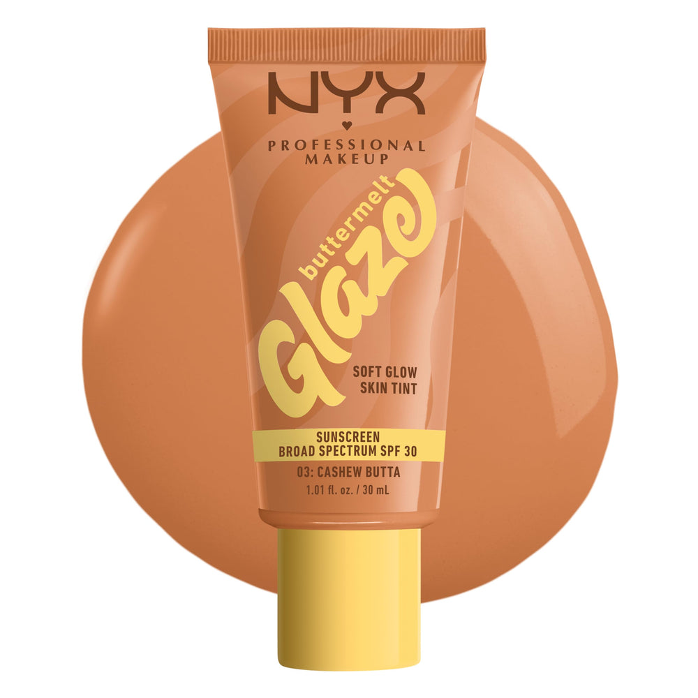 NYX Professional Makeup Buttermelt Glaze, bote elegante, acabado glaseado suave para la piel.