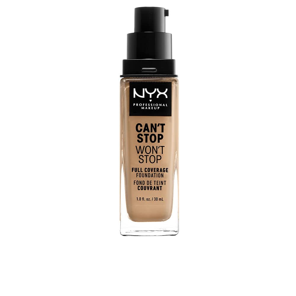 NYX Can't Stop Won't Stop Foundation, bote-vertido, acabado mate duradero para piel normal a grasa