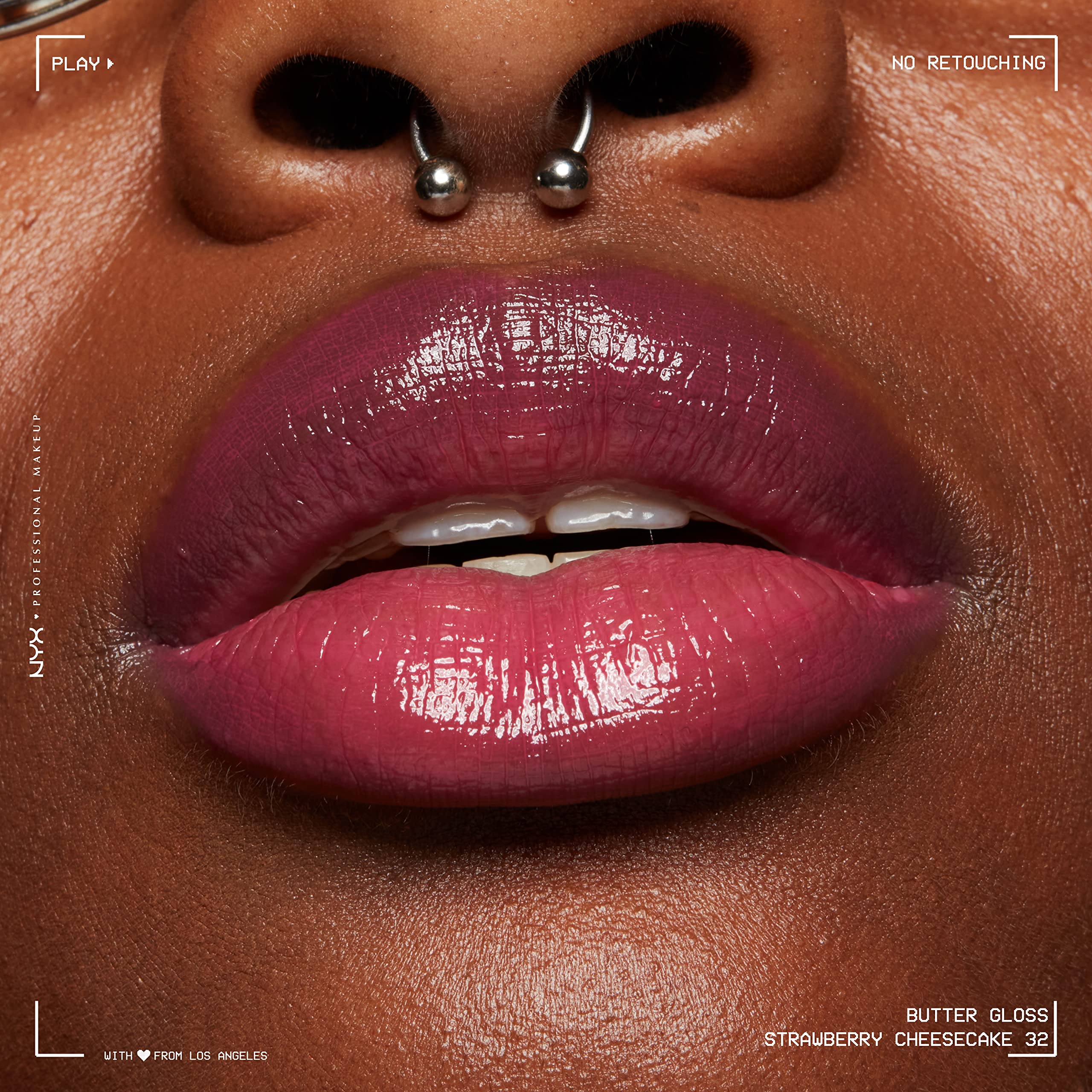 Butter Gloss Strawberry Cheesecake de NYX, cosméticos libres de crueldad certificados por PETA