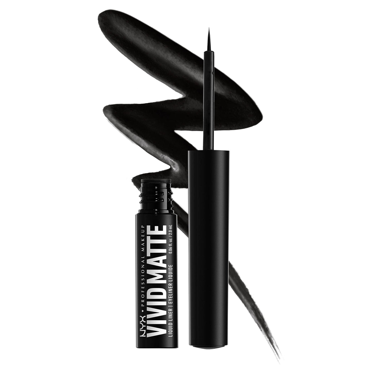 Delineador líquido mate de NYX con punta fina para trazos precisos.